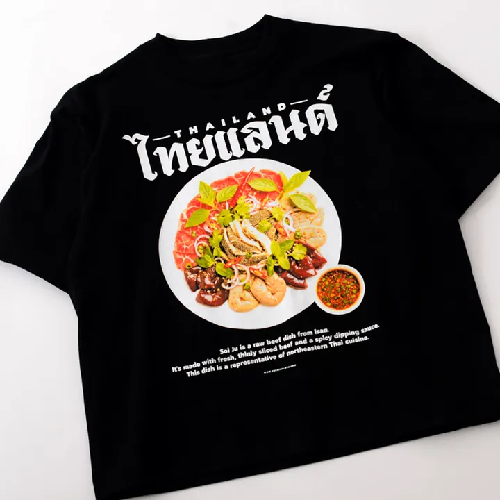 ตัวอย่างรายละเอียดงานสกรีน DTG บนเสื้อสีดำจาก Loomora DTG