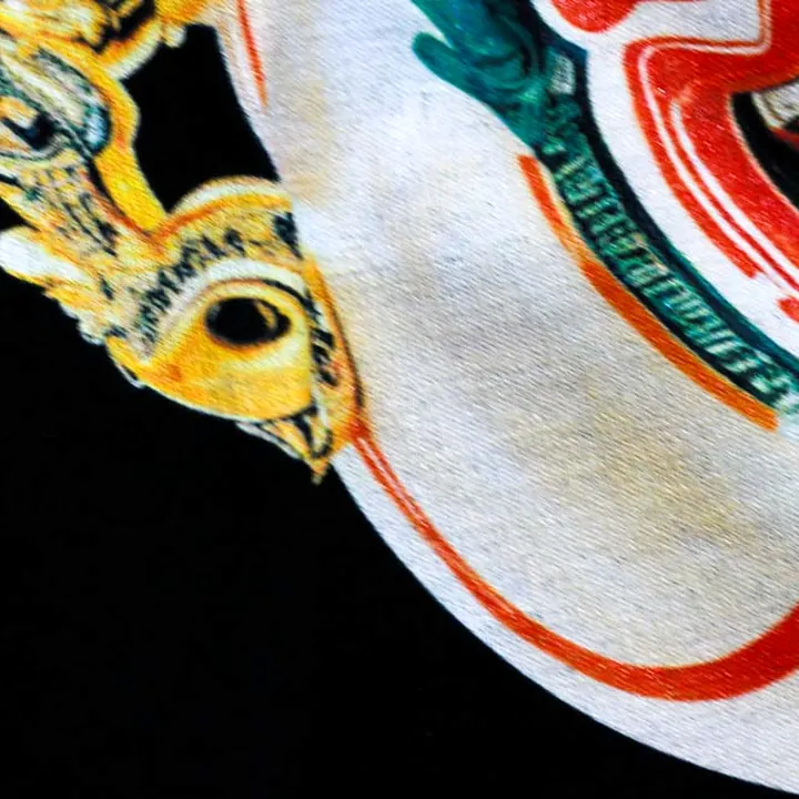 ตัวอย่างรายละเอียดงานสกรีน DTG บนเสื้อสีดำจาก Loomora DTG