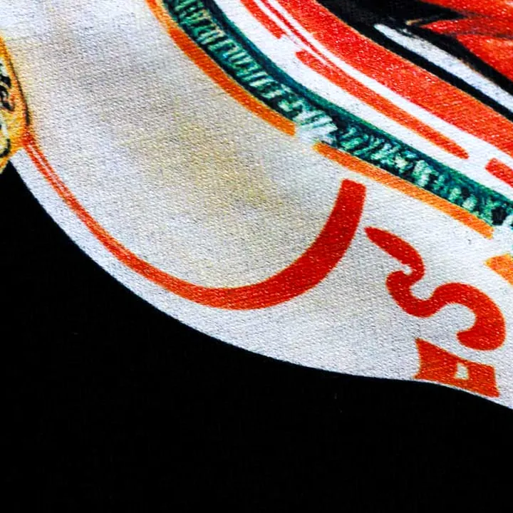 ตัวอย่างรายละเอียดงานสกรีน DTG บนเสื้อสีดำจาก Loomora DTG