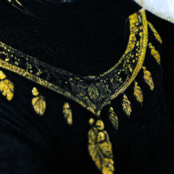 ตัวอย่างรายละเอียดงานสกรีน DTG บนเสื้อสีดำจาก Loomora DTG