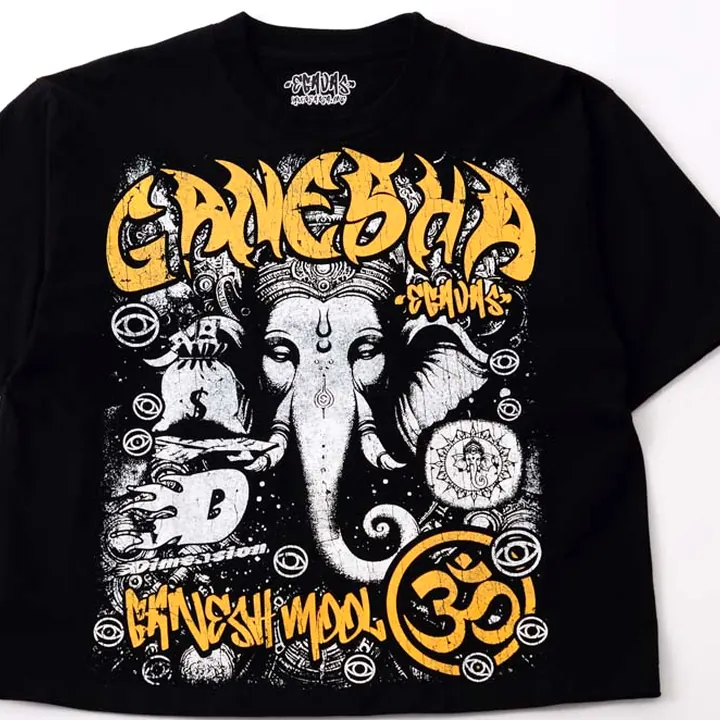 ตัวอย่างรายละเอียดงานสกรีน DTG บนเสื้อสีดำจาก Loomora DTG